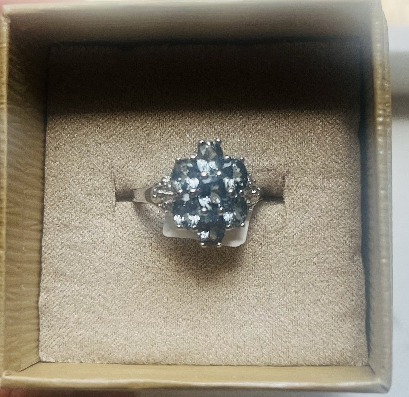 JTV Ring2.18ctw Platinum Color Spinel & White Zircon Sterling Silver Size 8 NWT