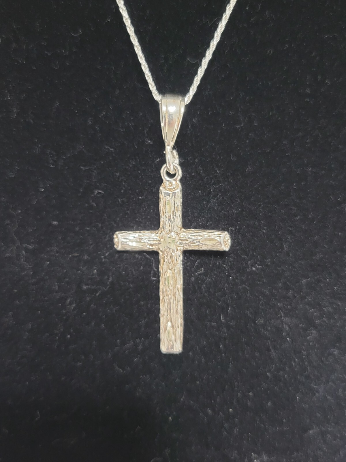 Vintage Cross Pendant Necklace 925 Sterling Silver 20″ Rope Italy 2.25″ D7.36 gr