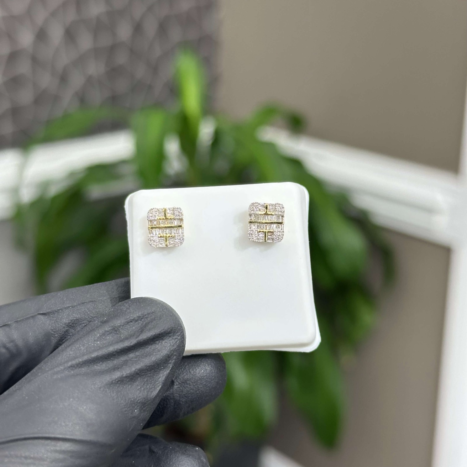 Natural Diamond Earrings 0.34 CTW Baguette with 10k Yellow Gold