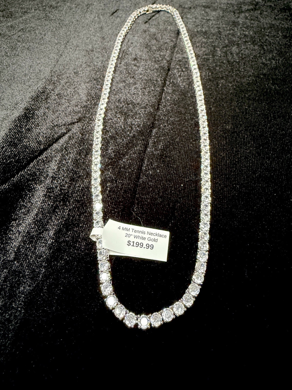 4mm Tennis Necklace 20in 14K White Gold Filled Round CZ Box Clasp. Beautiful!