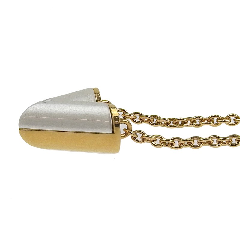 Louis Vuitton Essential V Pearlfection Necklace GP Gold White M69618 45.5 cm