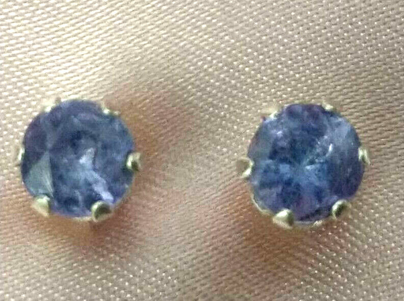 5.5mm TANZANITE PETITE ROUND STUDS -SET IN .925 STERLING SILVER- over 1.25ctw