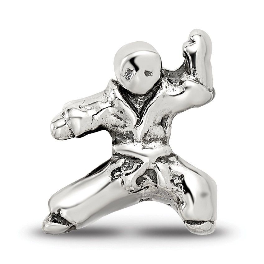 Silver Reflections Karate Person Bead QRS1920