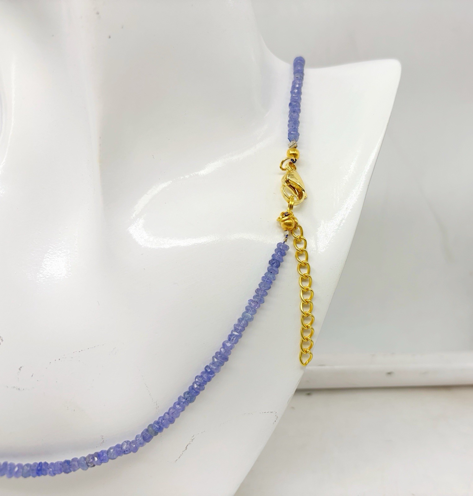 Natural Tanzanite Necklace 20” 4–5mm Faceted Gold Plated Clasp