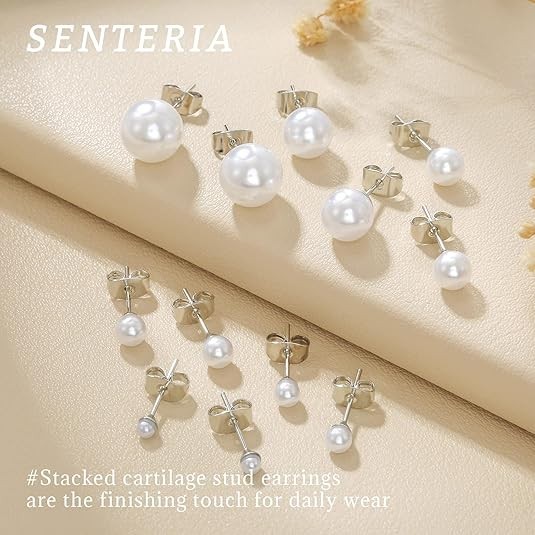 Elegant 925 Sterling Silver Round Pearl Earrings Cubic Zirconia Women Jewelry US