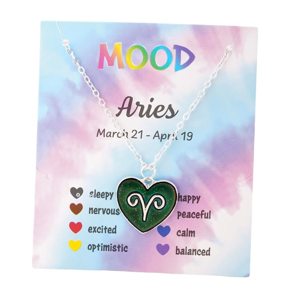 Color Changing Zodiac Necklace, Dainty Astrology Constellation Heart Pendant, Mo