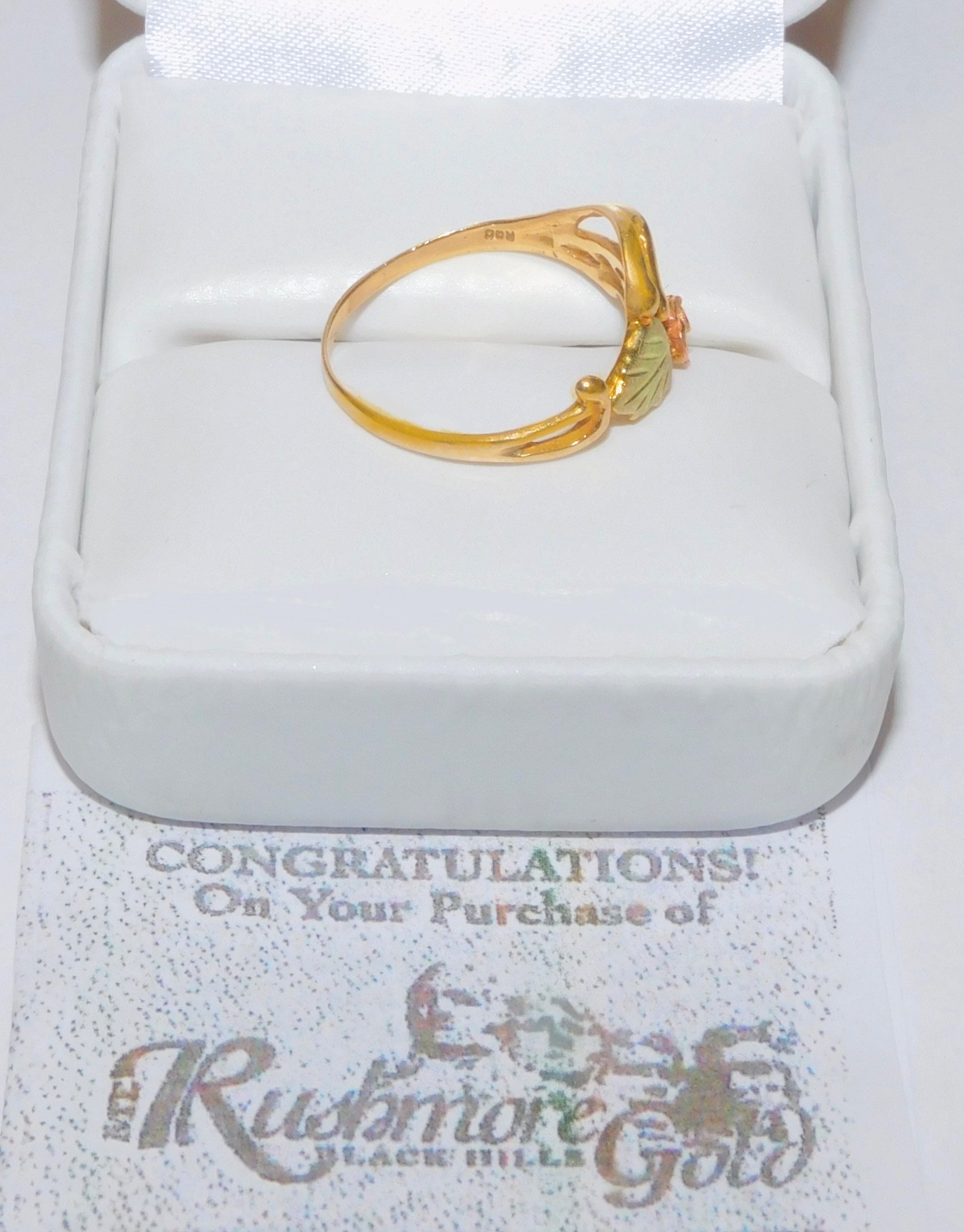 Black Hills Gold 10k Rose Leaf Ring Size 7