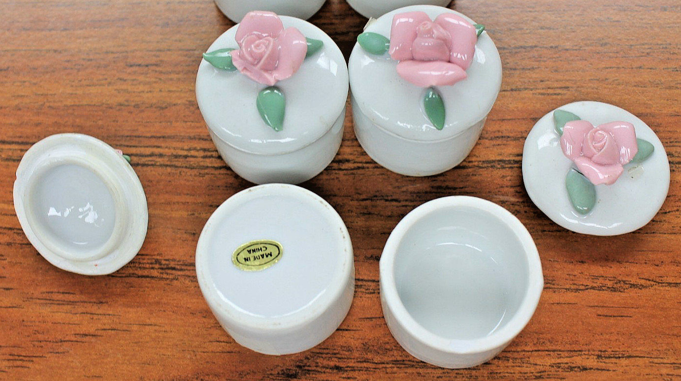 10 Flower Porcelain Trinket Box Jewelry Mini Glass China New
