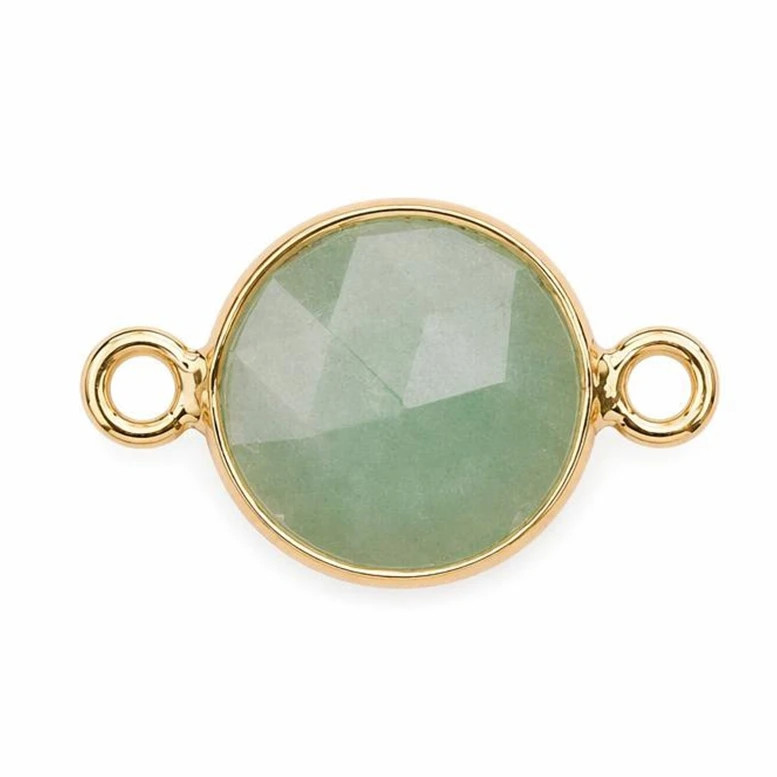 12PC Wholesale 11mm Round Natural Gemstone Connector Gold Charms for DIY Jewelry