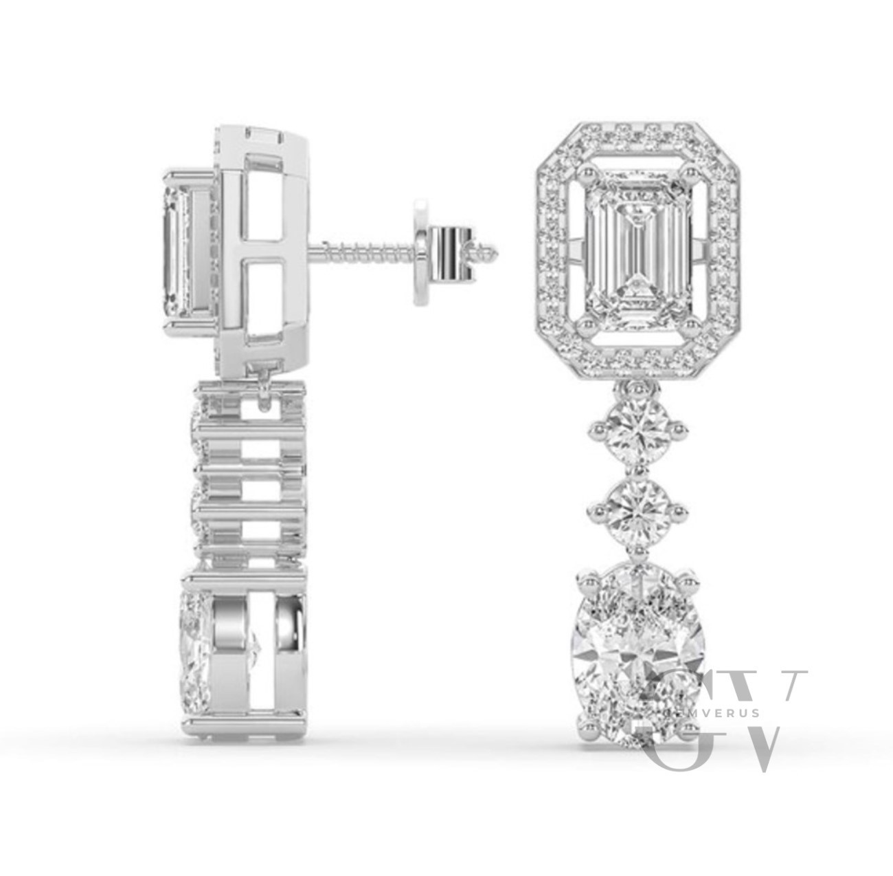 Moissanite Drop/Dangle Earrings 4.50 Carat Oval Cut F/ VVS1 Solid 14K White Gold