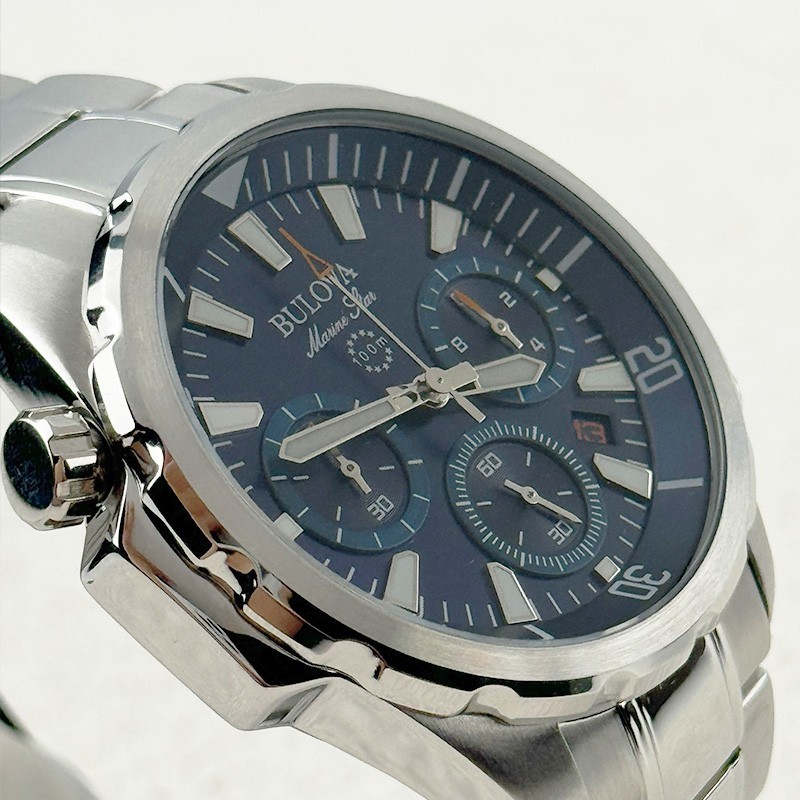 Bulova Marine Star 96B256 Blue Dial Men’s Chronograph Quartz Watch 43mm