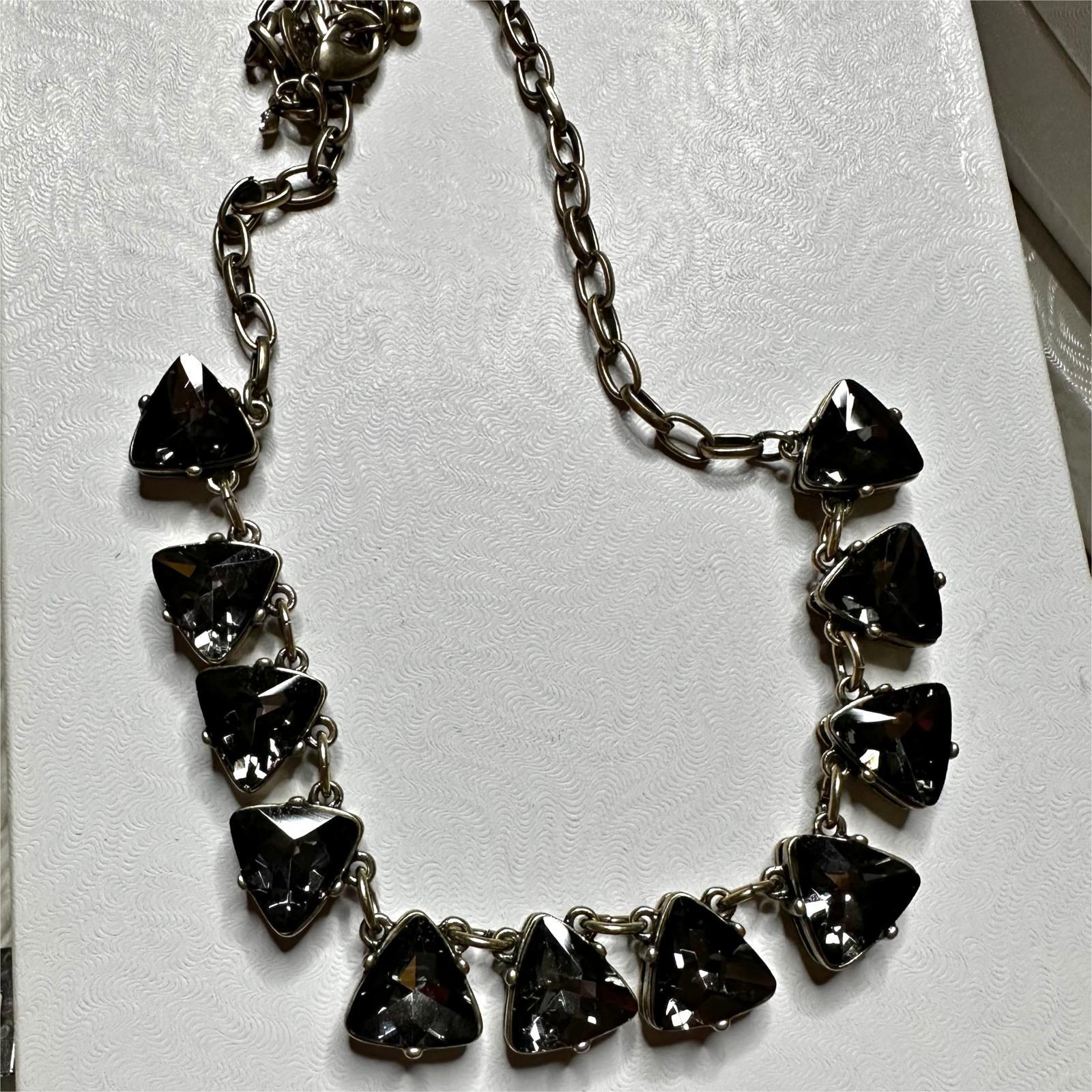 Express Gold Tone Black Rhinestone Chain Necklace 8 inch Adjustable