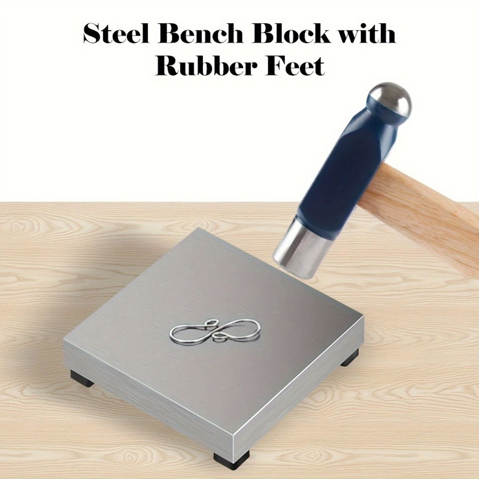 Steel Bench Block with Rubber Feet – For Jewelry Making & Metal Stamping