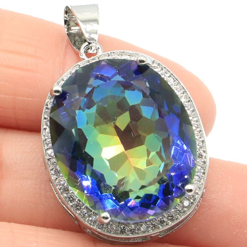 Buy 2 Get 1 Free Big Alexandrite Topaz Tanzanite Peridot TourmalinSilver Pendant