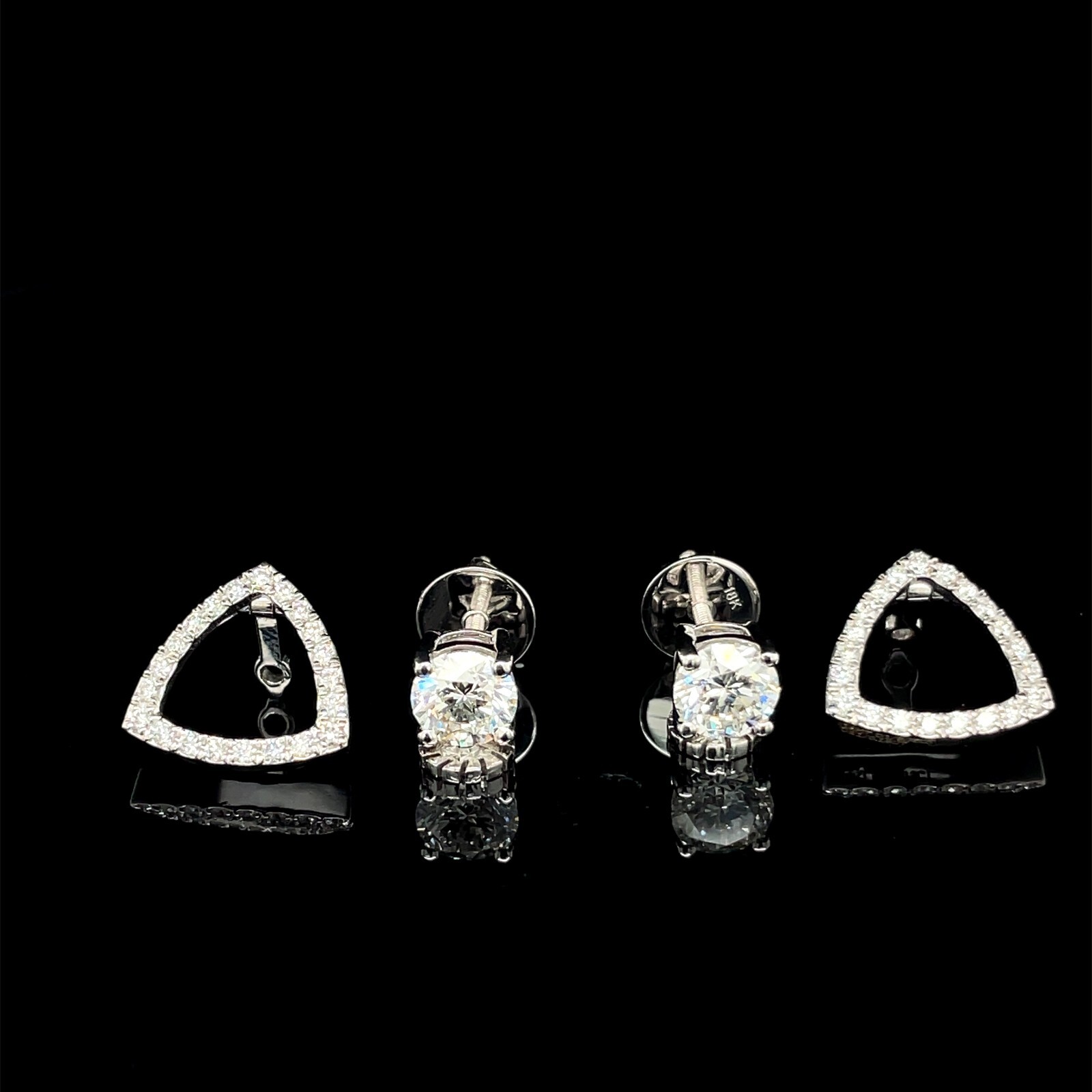 Convertible Lab Grown Diamond Changeable Stud Earrings – 10K White Gold Danglers