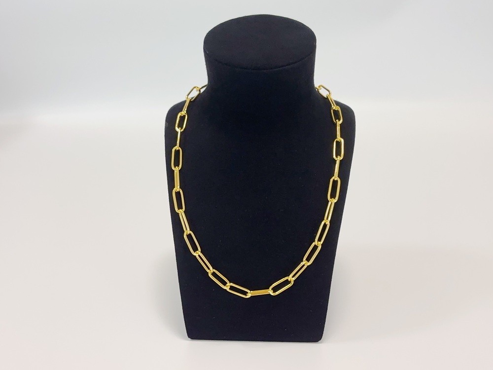 14K Yellow Gold Bold Paperclip Chain Link Layer Necklace 10mm 30inch