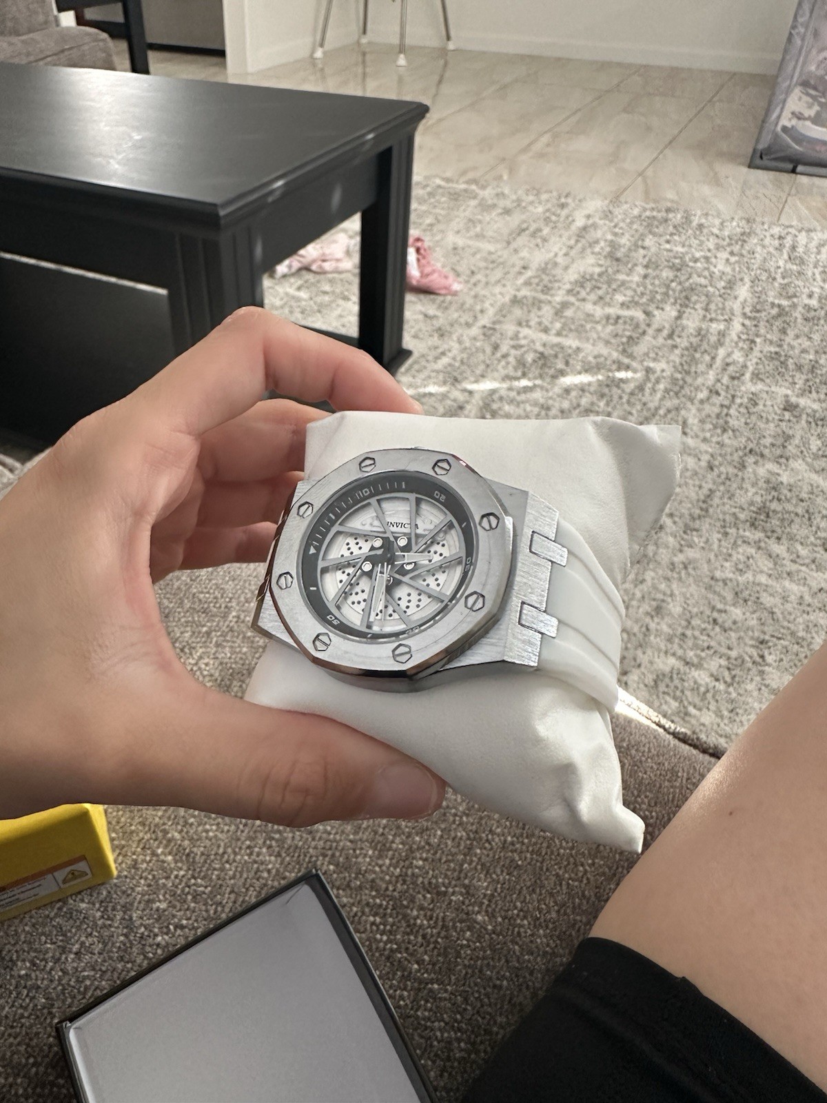 Invicta Men’s Sport Quartz Watch 44mm Silver Case White Silicone Strap w/ Box