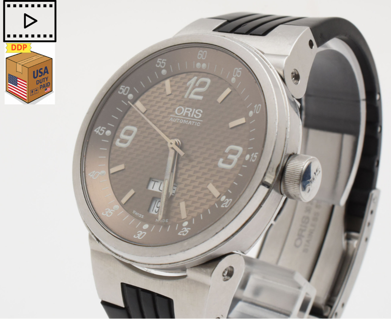 [Exc+5 w/Box] ORIS Williams F1 Team 7560 Brown Automatic 40mm Men’s Watch JAPAN
