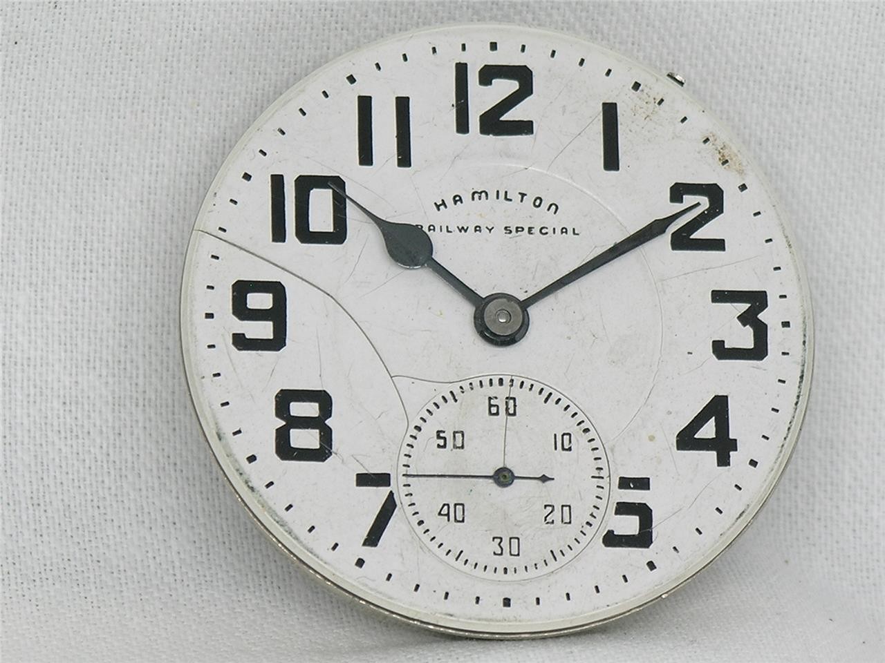 VINTAGE 16S HAMILTON 992B 21 JEWEL RAILROAD POCKETWATCH MOVEMENT & DIAL!