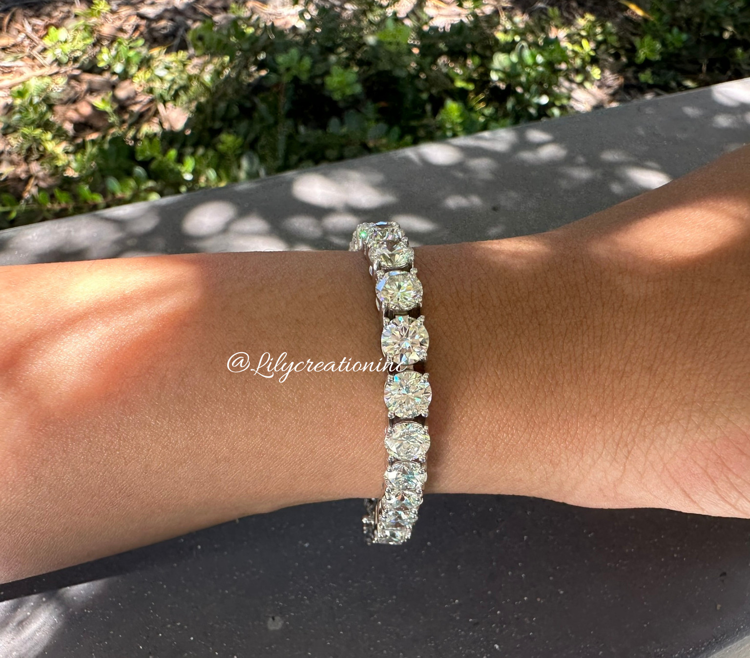 18.50 Carat Round Lab Grown Diamond Tennis Bracelet 6.50 Inch 10K Gold