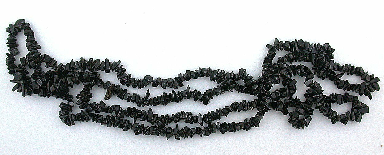 Black Tourmaline Polished Petite 3mm to 7mm Chip Nugget Bead 36 Inch Strand