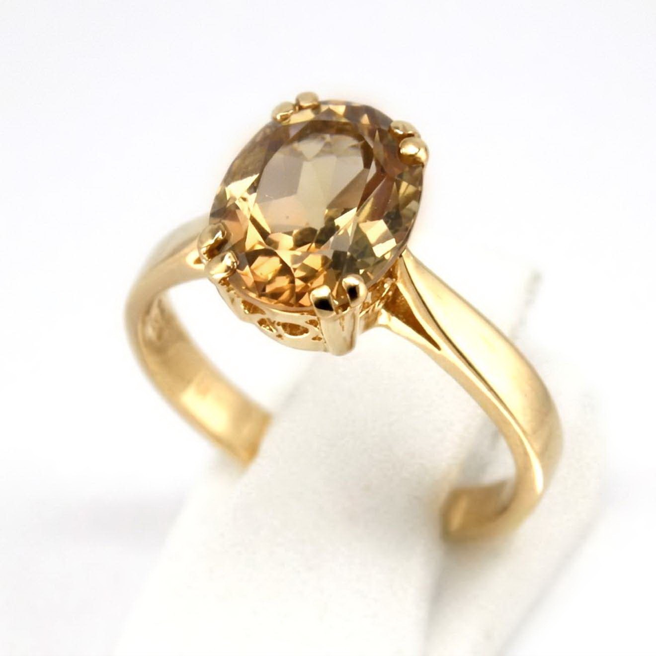 9×7 Genuine Imperial Topaz Ring Silver 925 Free Resize Ring Size 7.0 Plated Gold