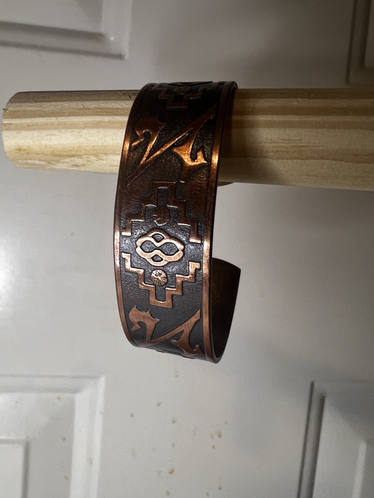Vintage Wheeler Manufacturing Southwestern Copper Cuff Bracelet Intricate