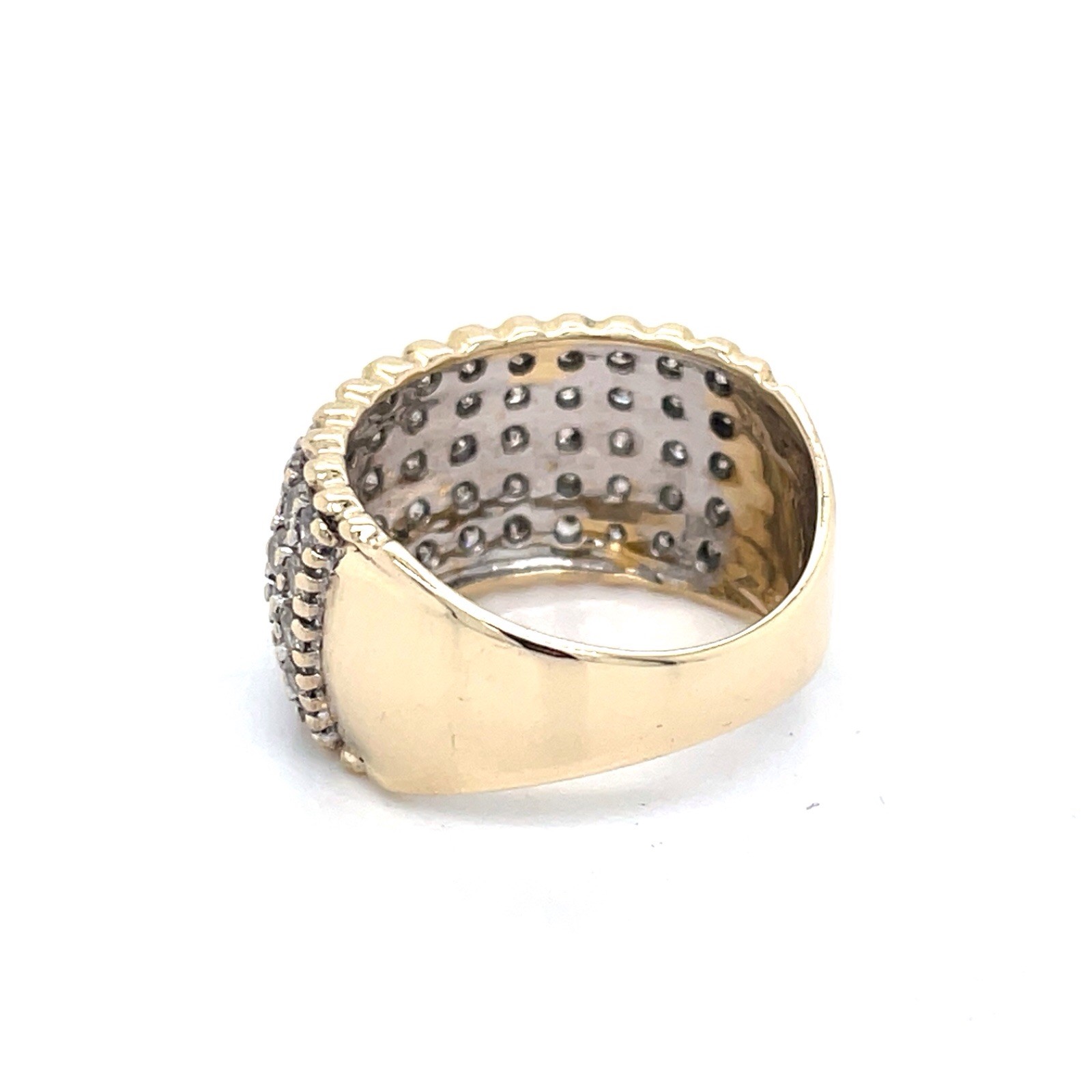 14k Yellow Gold 5 Row 1 Ct Tw Diamond Band Ring Size 7 – 6.3 Grams