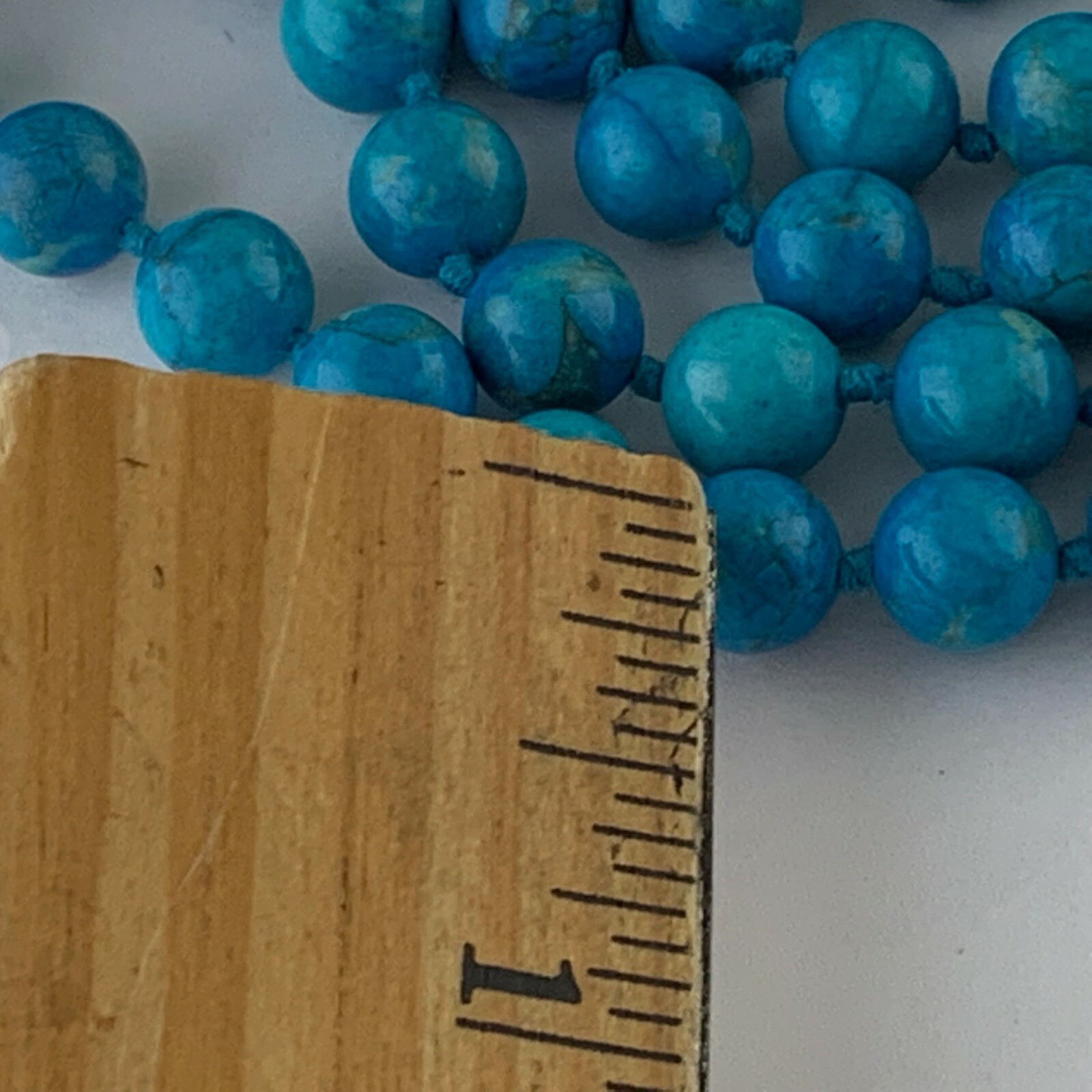 HAND KNOTTED TURQUOISE BEAD STRAND/STRING NECKLACE