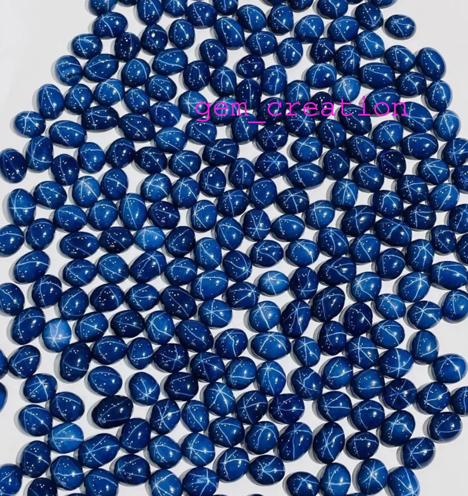 4.00-5.00 Carat. Blue Star Sapphire Oval Cabochon Opaque Gemstone (08x10x04 mm)