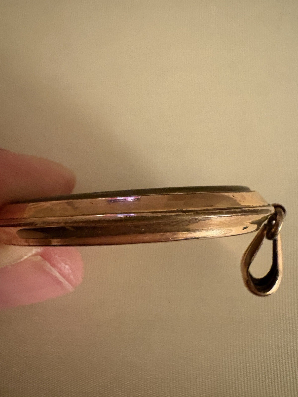 Antique Oval Rolled Gold? Double Sided Glass Front Locket Pendant 2 Photos