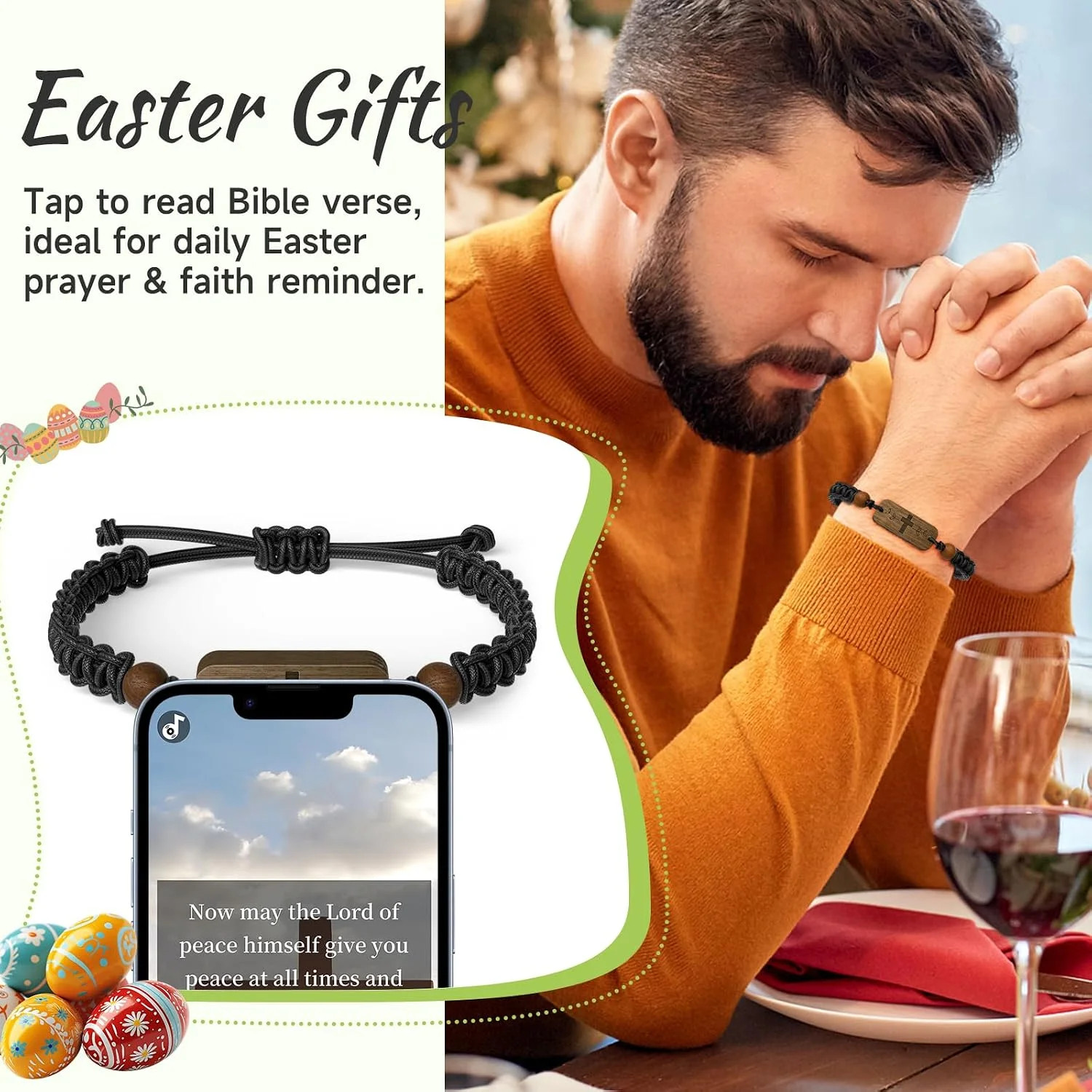 Adjustable Daily Bible Verse Bracelet – Easter Basket Stuffers, Scripture Bracel