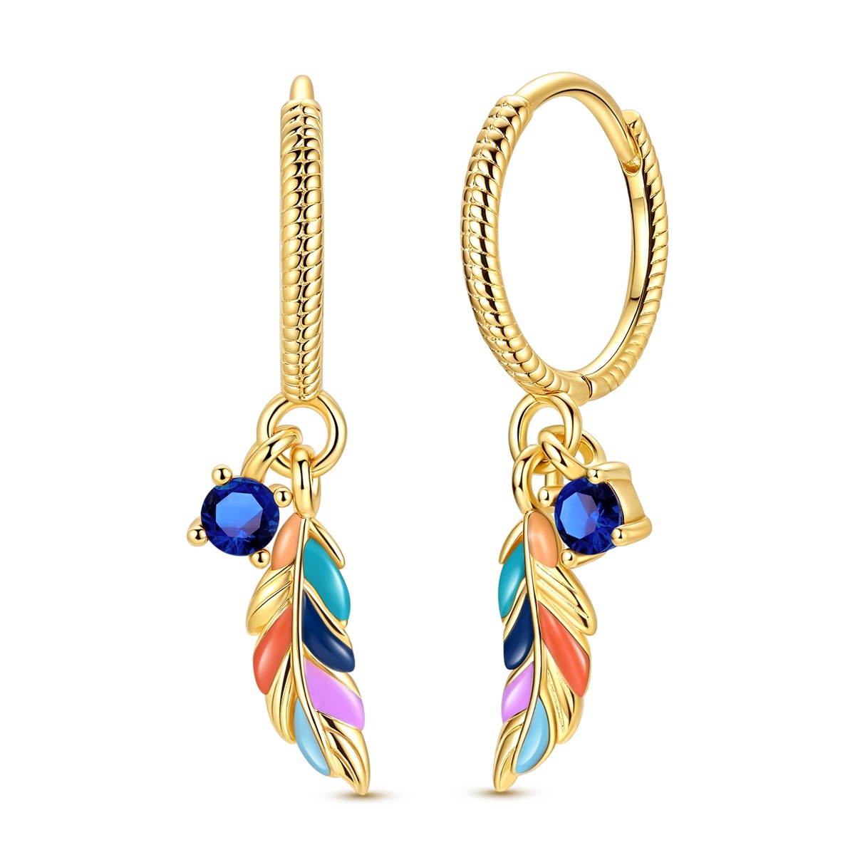 MULA 925 Sterling Silver Hoop Earrings AAA CZ Butterfly Feather Women Jewelry