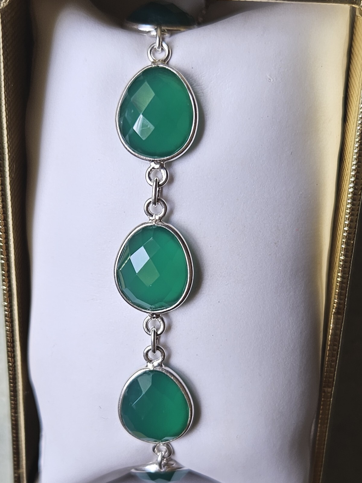 925 Sterling Natural Green Onyx Bolo Adjustable Bracelet 9.5 Inches, 19.40 ctw