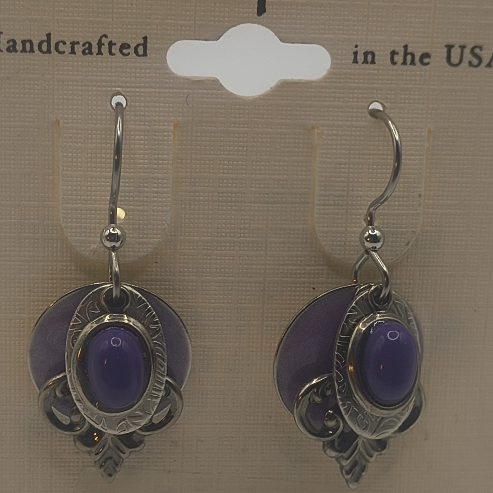 Silver Forest Handcrafted Purple Quartz Dangle Hook Earrings Surgical Steel USA