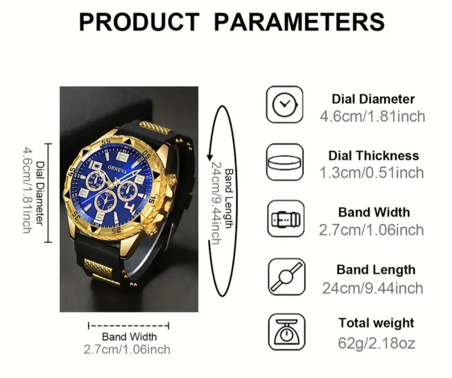Watch Gold Blue And Black Colours
