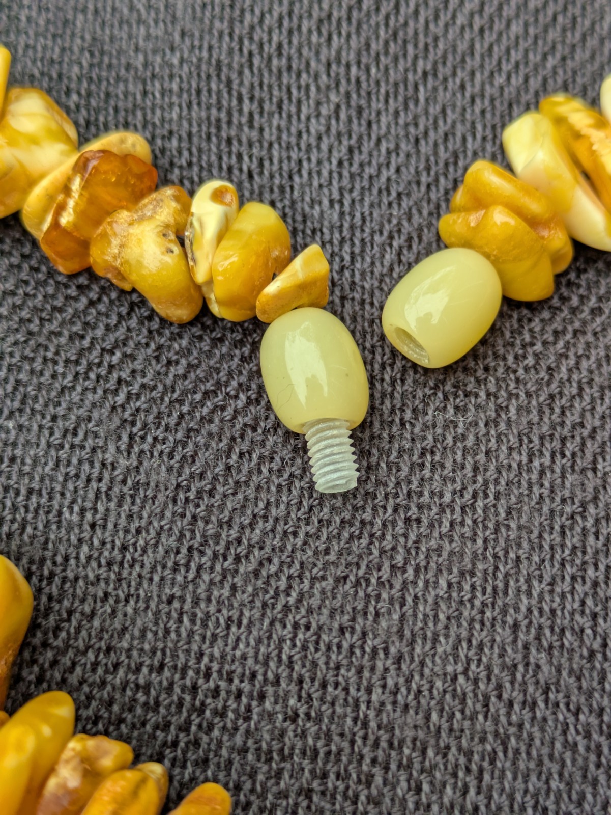 Egg Yolk Butterscotch Amber Beaded Necklace ~ 50 g, 21″ Strand Nugget Beads D83