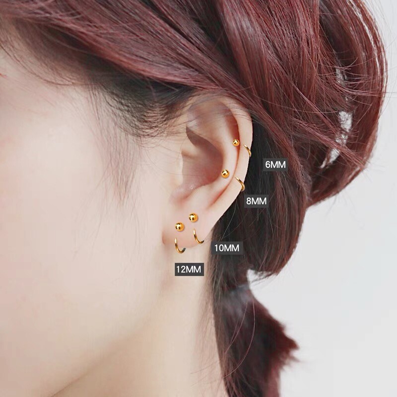 Womens Surgical Steel Sleeper Tiny Round Huggie Hoop Earrings Fashion Jewelry