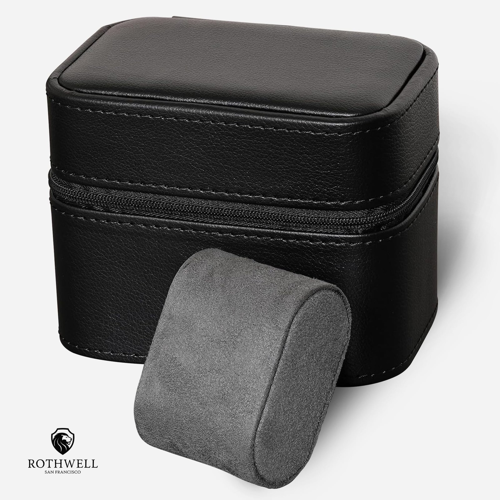 ROTHWELL 2 Watch Travel 5.5 x 4 x 3.25 inches, Black/Grey – w/ Accessory Lid