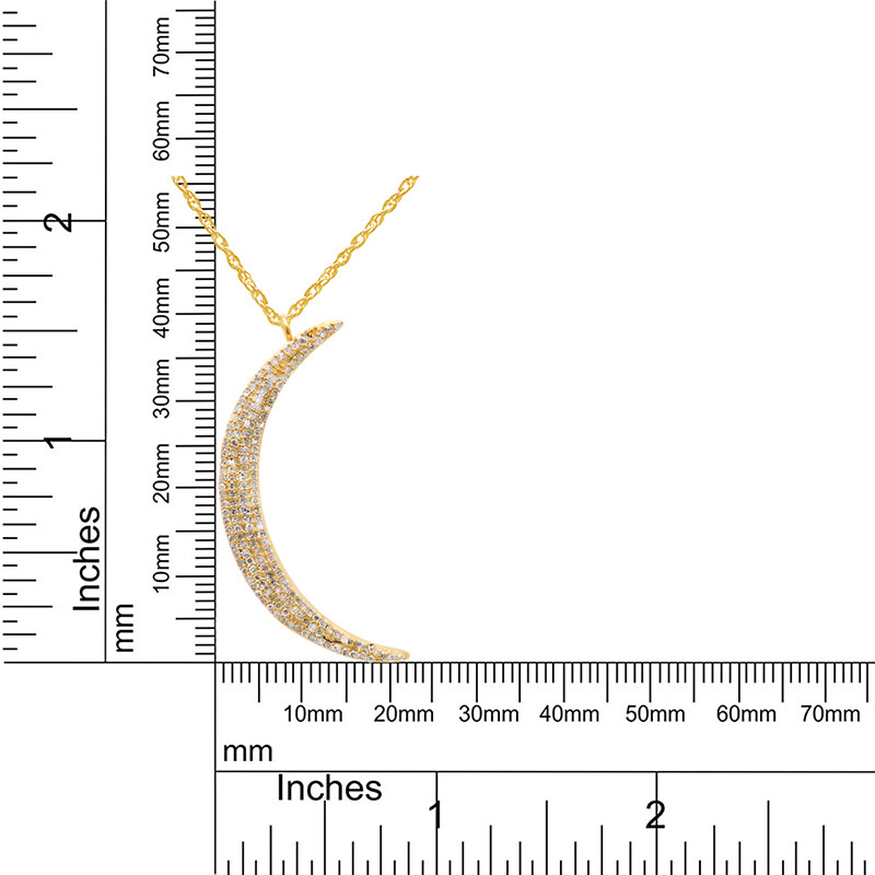 0.44 CT Round Crescent Moon Pendant Necklace In 14K Gold Plated