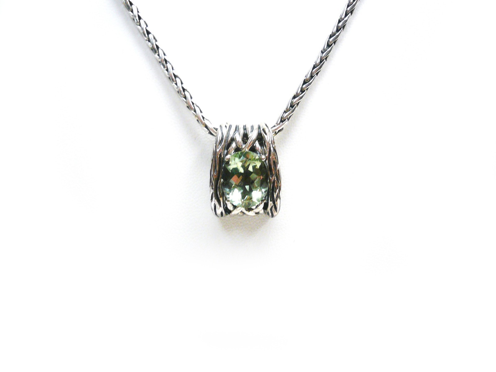 EFFY Sterling Silver Pendant Necklace Balissima Green Praesolite Gemstone
