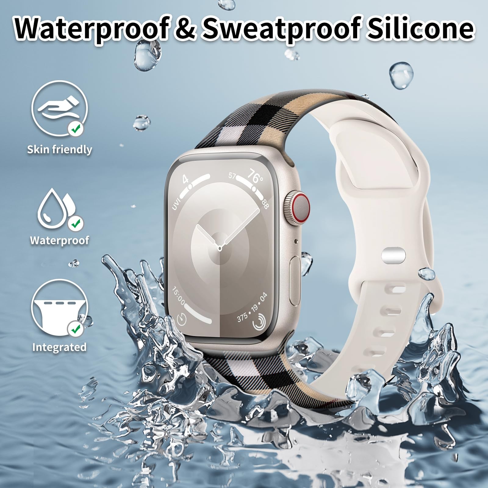 Watch Band Compatible with Apple Watch 38mm 40mm 41mm Soft Silicone Wristband…