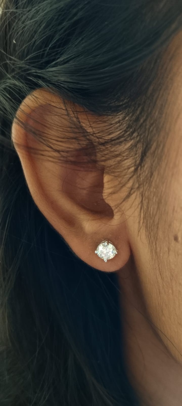 1Ct Round Cut Natural Diamond Women’s 4 Prong Set Stud Earrings 14k White Gold