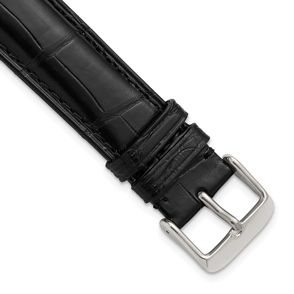 DeBeer 16mm Genuine Alligator Matte Black Silver-tone Buckle Watch Band