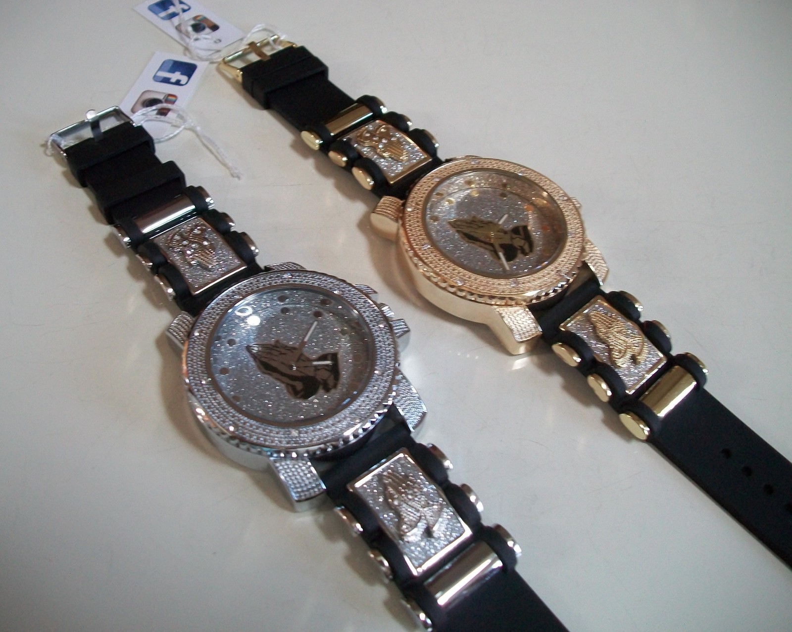 MEN’S BLACK, SILVER & ROSE GOLD GLITTER PRAYING HAND SILICONE BAND FASHION WATCH