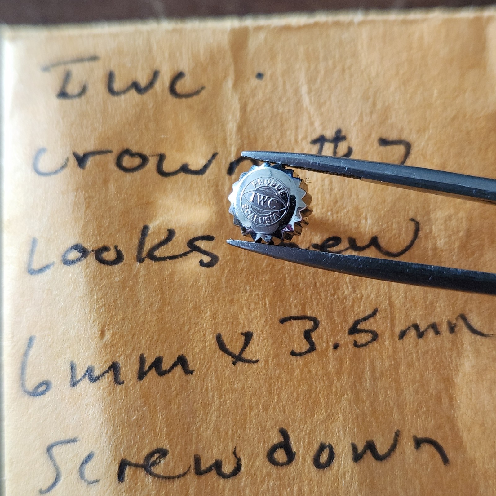 Genuine IWC 6mm Crown PROBUS SCAFUSIA Steel Model 5.96MM x 3.85MM Screw Down