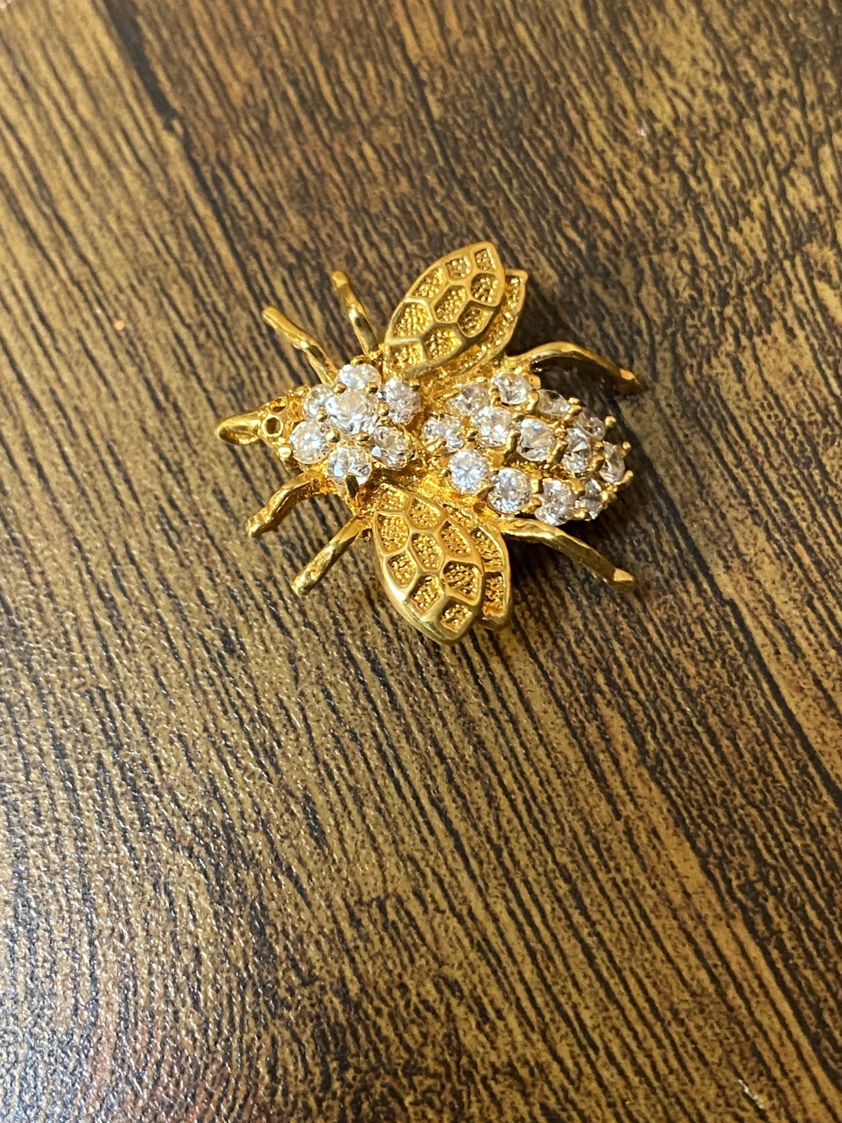 Vintage Dee Berkley Jewelry DBJ Bumble Bee Brooch Pin Pendant 14KGE Rhinestones
