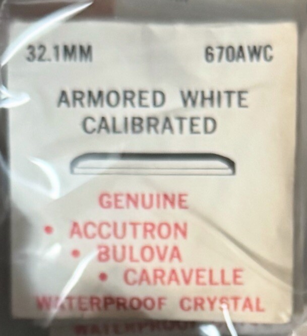 Rare NOS Vintage 32.1mm 670AWC Bulova Armored White Calibrated Watch Crystal