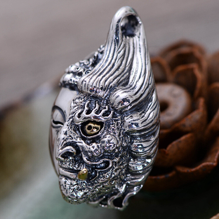 Real 925 Sterling Silver Pendant Buddha Devil In a Moment Unique Men’s Pendant