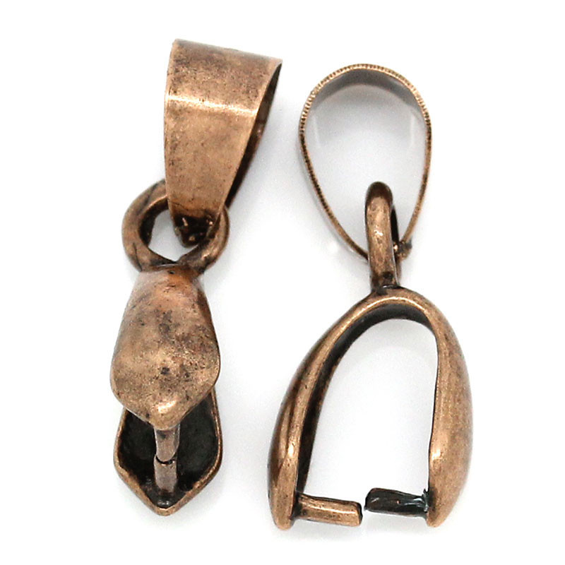 Sexy Sparkles 10 Pcs Copper Pinch Clip Bail Beads Findings Antique Copper Color